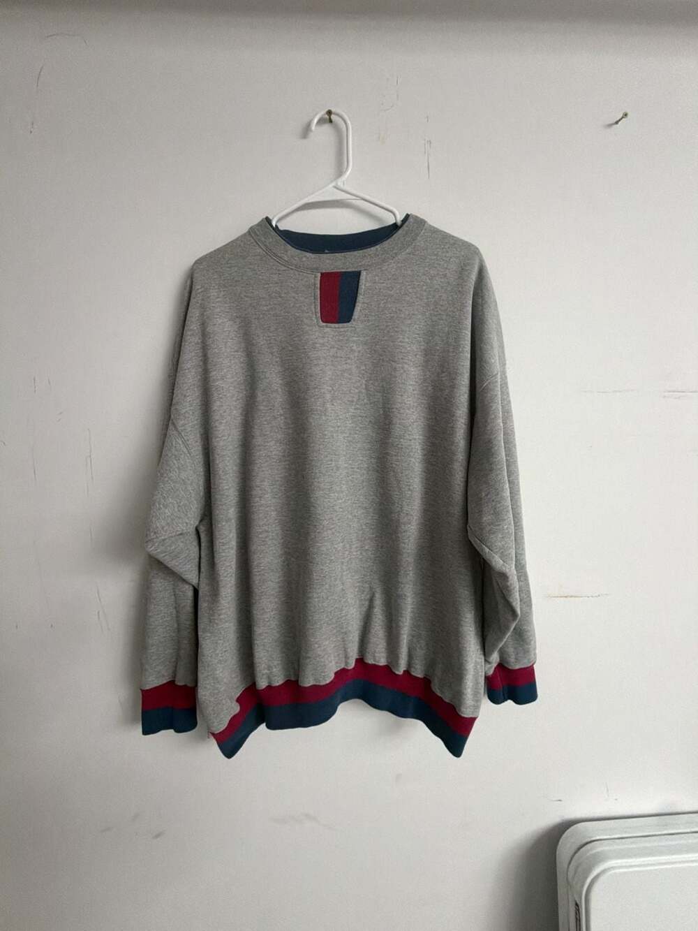 Vintage Riddell Made in USA Crewneck Sweatshirt Gray with Red and Blue Trim XXL